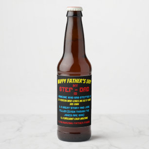 Step Dad Quote Black Father's Day Beer Bottle Label