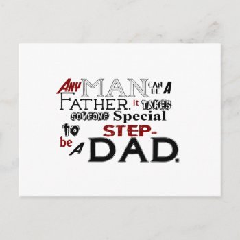 Step Dad Quote Fathers Day Postcard by Lorriscustomart at Zazzle