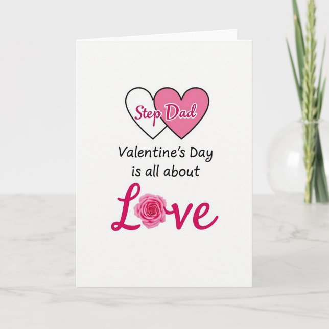 Step Dad Valentine Pink Hearts Card (Front)