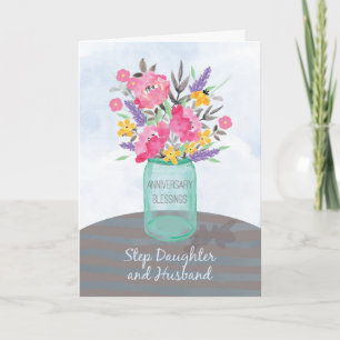 Step Daughter and Husband Anniversary Blessings Card