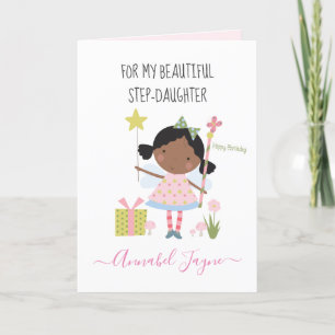 Step daughter birthday fairy pink whimsical card