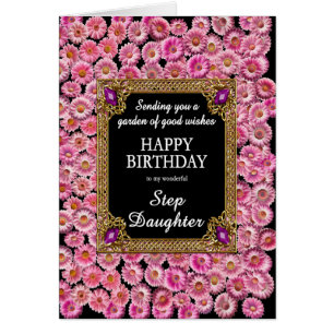 Step Daughter Birthday Pink Daisies Cards