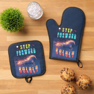 Step Forward Boldly Oven Mitt & Pot Holder Set