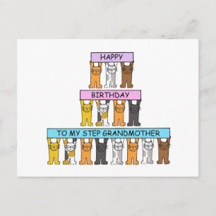 Step Grandmother Happy Birthday Cute Cats Postcard