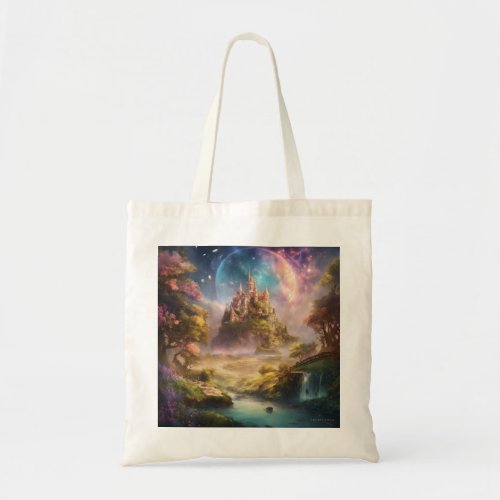 Step into a magical realm with our fairy tale vill tote bag