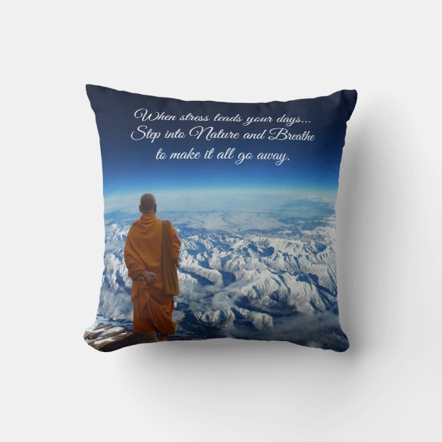 Step into nature throw pillow (Front)
