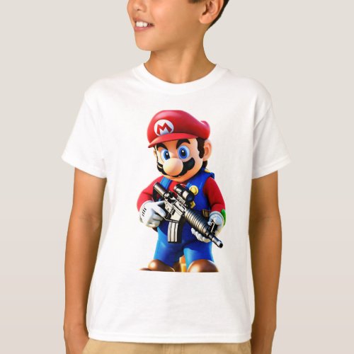 Step into Retro Coolness with our White Mario Pri T_Shirt