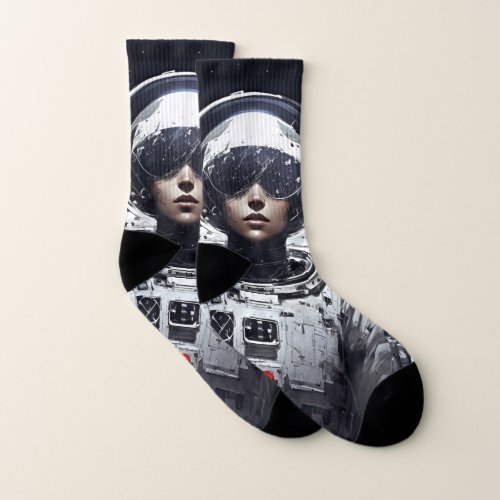 Step into the Cosmic Dream Girl Astronaut Socks