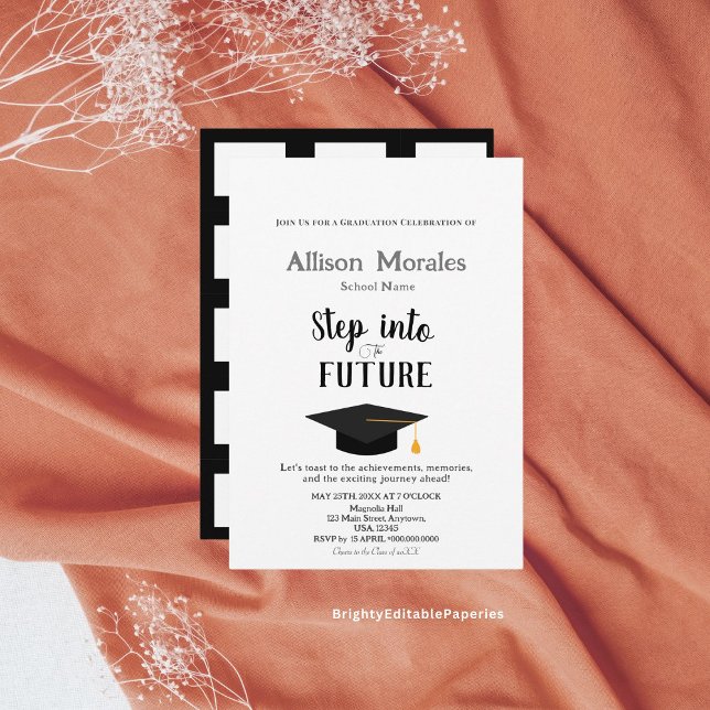 Step Into the Future Simple Classic Graduation Invitation (Personalize your journey with our classic graduation invitation.)