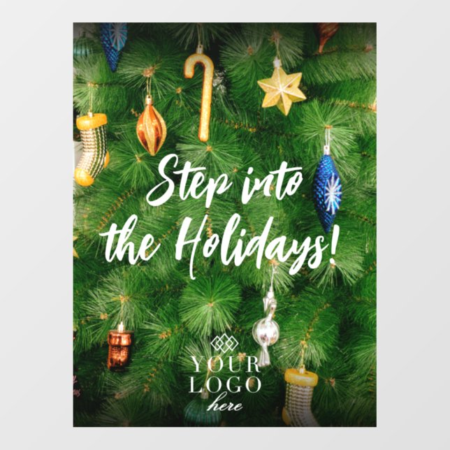 Step into the Holidays! Christmas Tree with Logo Floor Decals (Front)