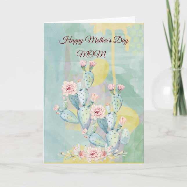 Step-mom Mother's Day Watercolor Cactus Card (Front)