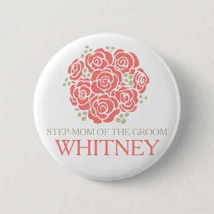 Step-mom of the groom coral posy wedding button
