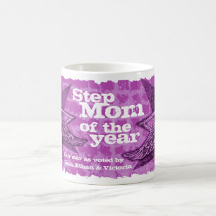 Step Mom of the year photo stars purple 3 kids mug