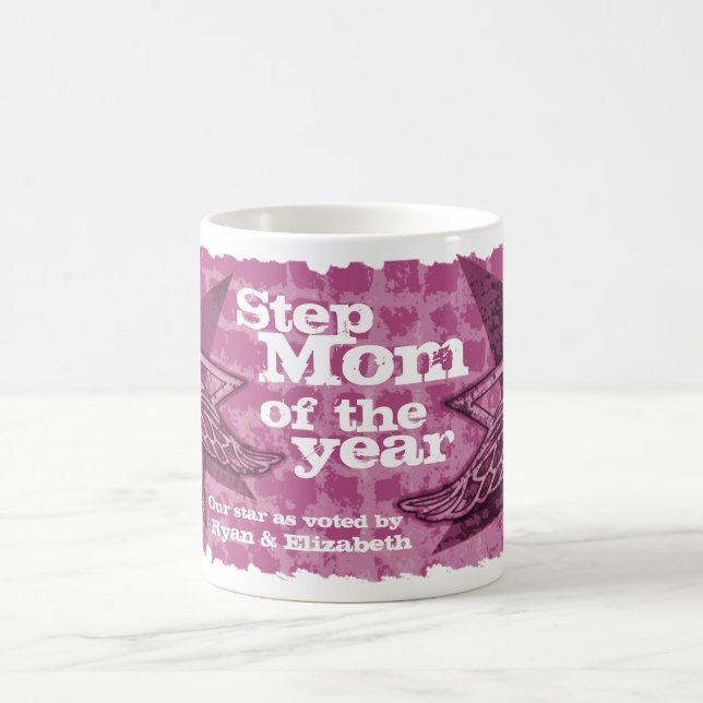 Step Mom of the year photo stars purple mauve mug (Center)