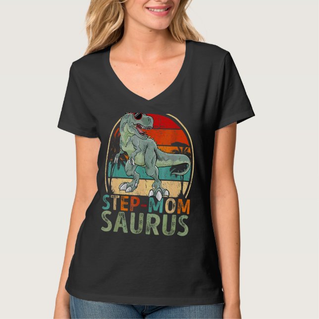 Step Momsaurus Rex Dinosaur  Step Mom Saurus T-Shirt (Front)