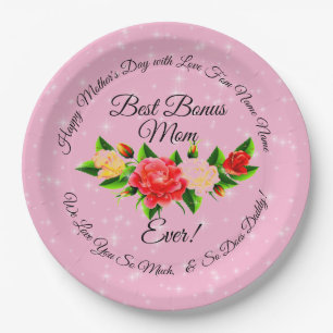 Step Mother Bonus Mom Mother's Day  Large 9" Paper Plates