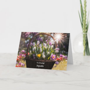 Step Mother Happy Mothers Day with Basket of Tulip Card
