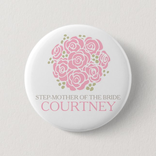 Step-Mother of the bride pink posy wedding pin (Front)