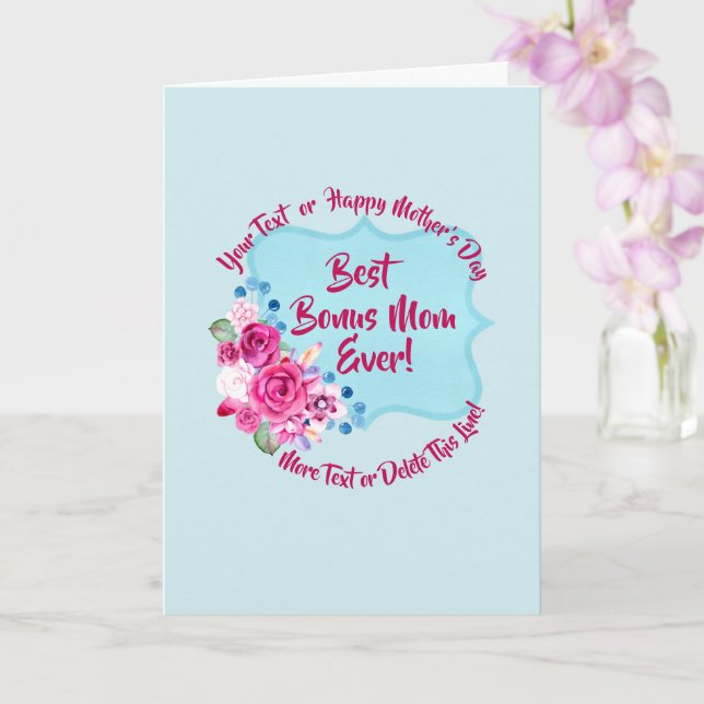 Step Mothers Day Bonus Mom Change Text Greeting Card (Orchid)
