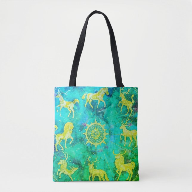 Step Out in Style With This Green + Gold Tote Bag (Front)