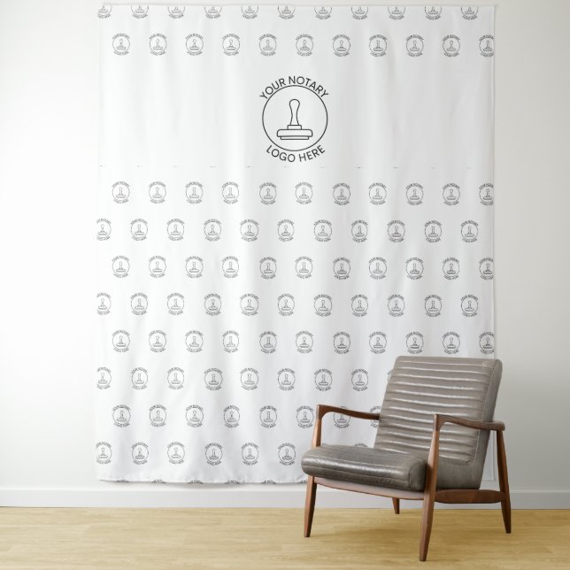 Step Repeat Modern Company Logo Corporate White Tapestry (In Situ)