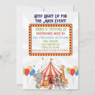 Step Right Up! Circus birthday party Invitation