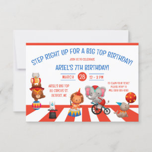 Step Right Up for a Big Top Birthday! Circus Party Invitation