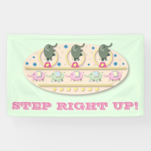 Step Right Up Playful Circus Elephants Banner