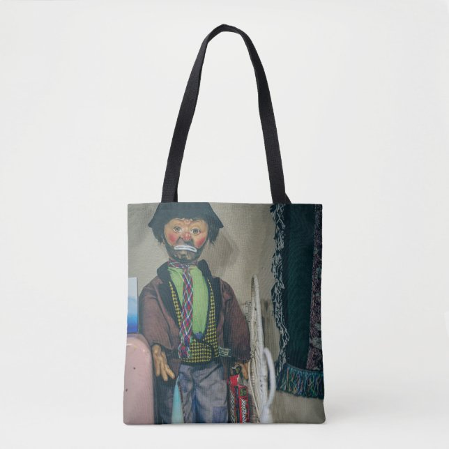 Step right up to the most stylish clown in town!  tote bag (Front)