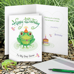 Step Sister Birthday Cute Frog Toads Of Fun  Card