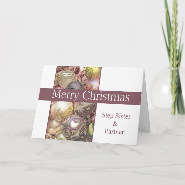 Step sister & Partner  Merry Christmas card (Front)
