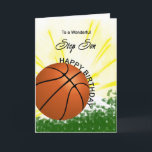 Step Son Basketball Birthday Card<br><div class="desc">Give your basketball loving step son a baseball and bat card with an explosive basketball theme! A basketball and bat with the words 'To a wonderful step son'.</div>