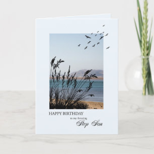 Step Son Birthday, Seaside Scene Card