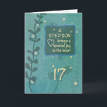 Step Son Religious 17th Birthday Green Hand Drawn Card<br><div class="desc">As everybody looks forward to the celebration of your special step son’s 17th birthday you should be readying this card to give him when this day arrives. The touching inside message will surely melt his heart.</div>