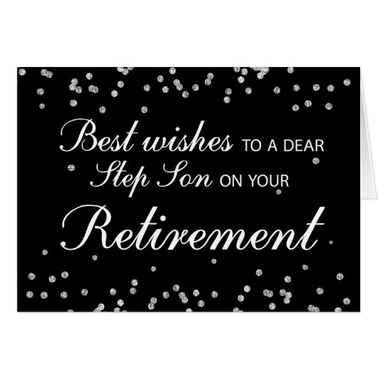 Step Son, Retirement Congratulations Black Cards (Front Horizontal)