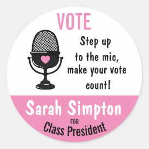 Step Up to the Mic – Make Your Vote Count! Event Classic Round Sticker