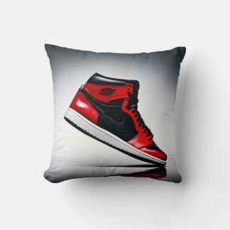 Step Up Your Style: Red & Black High-Top Throw Pillow