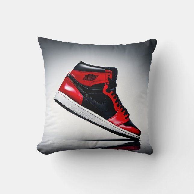 Step Up Your Style: Red & Black High-Top  Throw Pillow (Front)