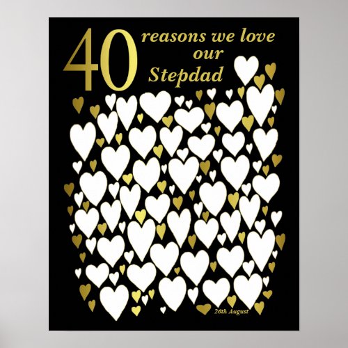 Stepdad 40th Birthday Poster _ 40 Reasons