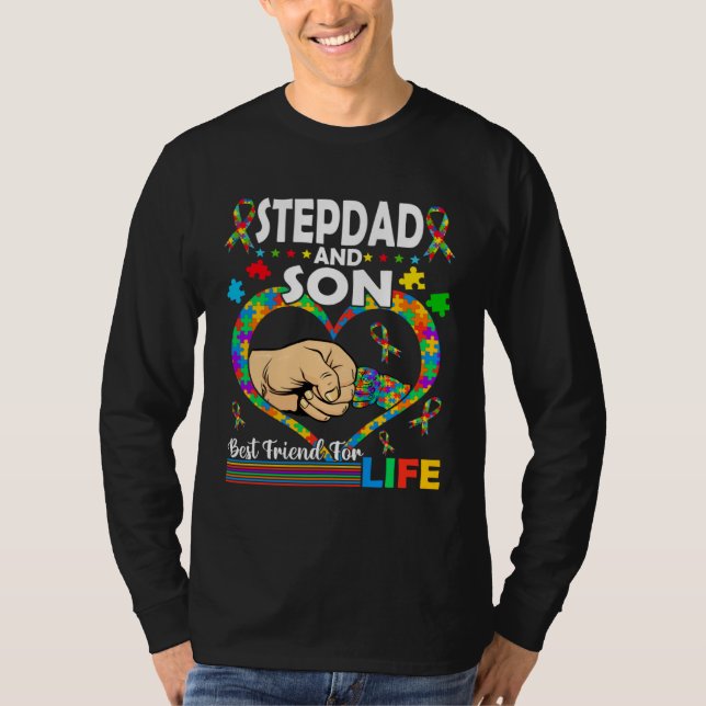 Stepdad And Son Family Matching Autism Awareness F T-Shirt (Front)