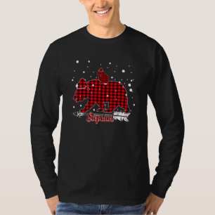 Stepdad Bear Santa Hat Matching Family Red Plaid C T-Shirt