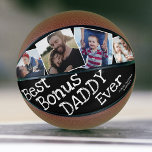Stepdad Best Bonus Dad Ever Basketball<br><div class="desc">Cute father's day keepsake basketball gift featuring four photos of your family,  the message "best bonus dad ever" in a childlike font,  and your childrens names.</div>