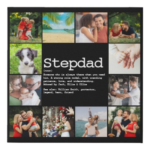 Stepdad Definition Photo Collage Faux Canvas Print