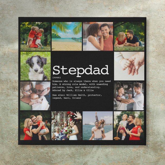 Stepdad Definition Photo Collage Faux Canvas Print (Stepdad Definition Photo Collage Faux Canvas Print)