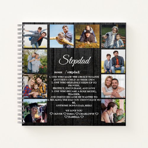 Stepdad Definition with Custom 10 Photo  Names  Notebook