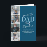 Stepdad Father's Day Photo Card<br><div class="desc">Stepfather greeting card featuring 4 photos of the kids,  the message "you're the dad that stepped up",  a personalized message that you can keep or change to your own. A perfect stepdad card for father's day or his birthday!</div>