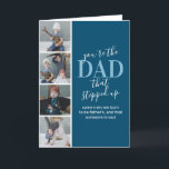 Stepdad Father's Day Photo Card<br><div class="desc">Stepfather greeting card featuring 4 photos of the kids,  the message "you're the dad that stepped up",  a personalized message that you can keep or change to your own. A perfect stepdad card for father's day or his birthday!</div>