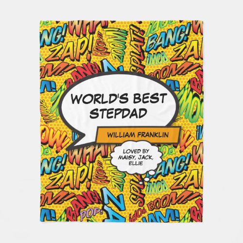 Stepdad Fun Modern Colorful Comic Book Fleece Blanket