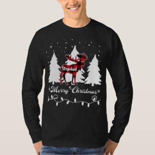 Stepdad Moose Buffalo Red Plaid Christmas Matching T-Shirt