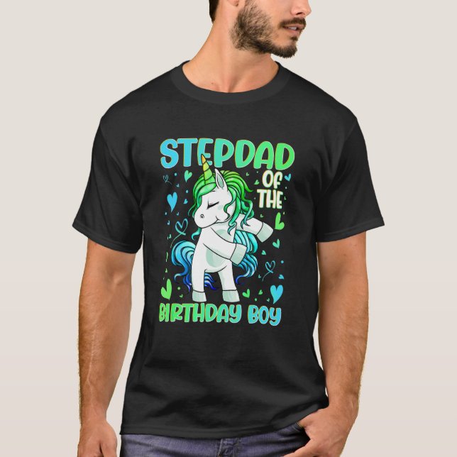 Stepdad of the Birthday Party Princess Dabbing Uni T-Shirt (Front)